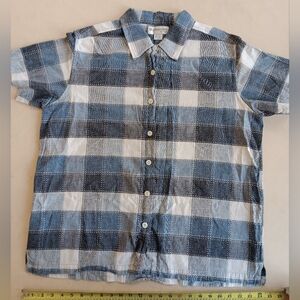 Dress Barn - Embroidered Patchwork Short-sleeve Button Up - Blue/White - 2X